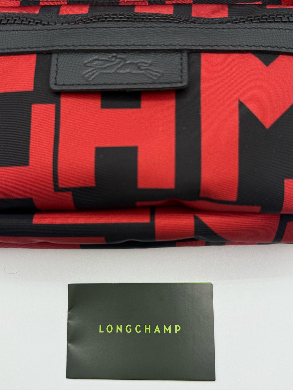 Longchamp Red and Black Logo-Print Belt Bag - Picture 12 of 13
